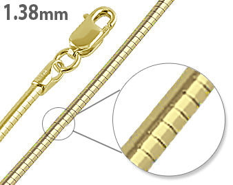 14K Gold Plated Sterling Silver Wired Round Omega Chain 1.38MM