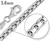 Sterling Silver Round Box Chain Necklace 3.8mm