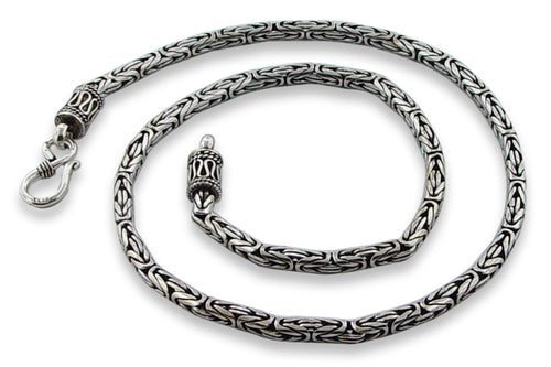 Sterling Silver Round Byzantine Chain Necklace - 4.6MM