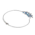 Sterling Silver Blue Opal Trendy Leaf Bracelet