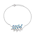 Sterling Silver Blue Opal Trendy Leaf Bracelet