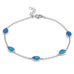 Sterling Silver Adjustable Dainty Chain Bracelet with Lab Opal