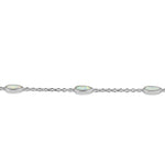 Sterling Silver Adjustable Dainty Chain Bracelet with White Lab Opal