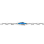 Sterling Silver Lab Opal Hexagon Paperclip Adjustable Bracelet