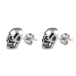 Sterling Silver Grinning Skull Earrings