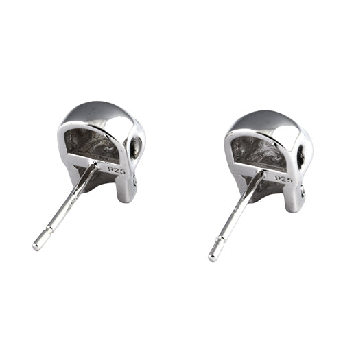 Sterling Silver Grinning Skull Earrings