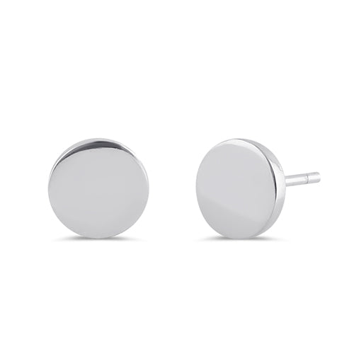 Sterling Silver Flat Circle Stud Earrings