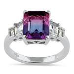Sterling Silver Bi-color Purple Pink Ombre CZ Ring