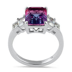 Sterling Silver Bi-color Purple Pink Ombre CZ Ring