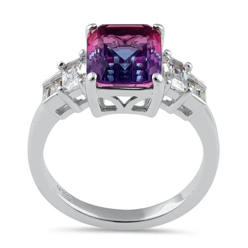 Sterling Silver Bi-color Purple Pink Ombre CZ Ring