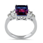 Sterling Silver Bicolor Blue/Red Ombre CZ Ring