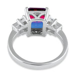 Sterling Silver Bicolor Blue/Red Ombre CZ Ring