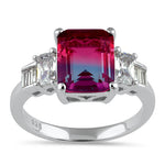 Sterling Silver Bicolor Blue/Pink Ombre CZ Ring