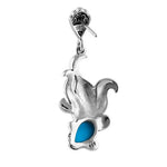 Sterling Silver Simulated Turquoise Fish Ghost Marcasite Earrings