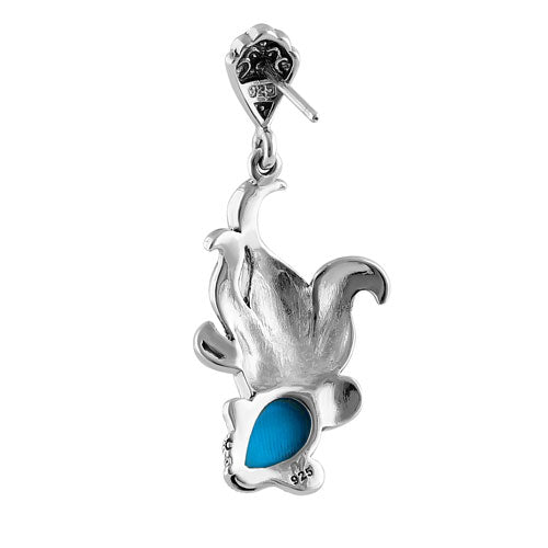 Sterling Silver Simulated Turquoise Fish Ghost Marcasite Earrings