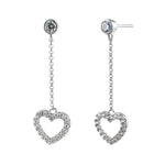 Sterling Silver Dangle CZ Heart Earrings