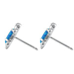 Sterling Silver Blue Lab Opal Turtle Stud Earrings
