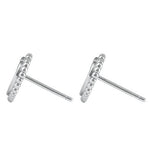 Sterling Silver White Lab Opal Heart Stud Earrings