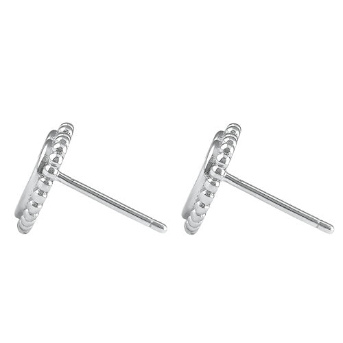 Sterling Silver White Lab Opal Heart Stud Earrings
