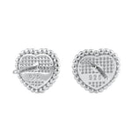 Sterling Silver White Lab Opal Heart Stud Earrings