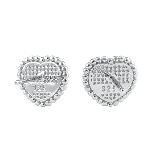 Sterling Silver White Lab Opal Heart Stud Earrings