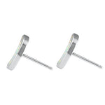 Sterling Silver White Lab Opal Crescent Moon Stud Earrings