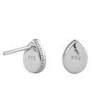 Sterling Silver Dainty Blue Lab Opal Pear Stud Earrings