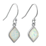 Sterling Silver White Lab Opal Marquise Dangle Earrings