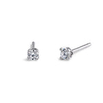 Sterling Silver 3mm Round Cut Solitaire Prong CZ Earrings