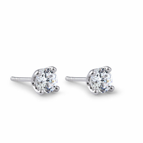Sterling Silver 6.5mm Round Cut Solitaire Prong CZ Earrings