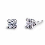 Sterling Silver 6.5mm Round Cut Solitaire Prong CZ Earrings