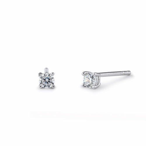 Sterling Silver 3mm Round Cut Basket Setting CZ Earrings