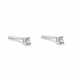 Sterling Silver 3mm Round Cut Basket Setting CZ Earrings