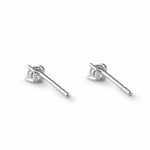 Sterling Silver 3mm Round Cut Basket Setting CZ Earrings