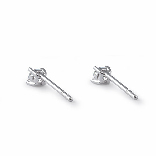 Sterling Silver 3mm Round Cut Basket Setting CZ Earrings