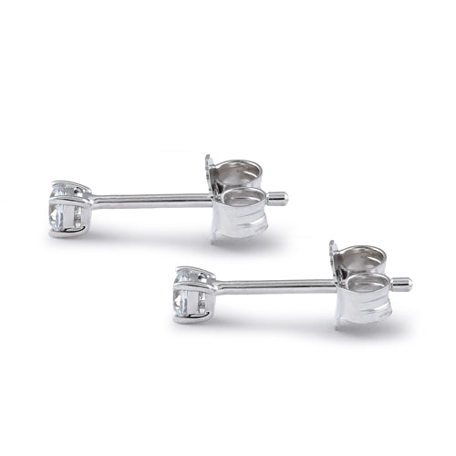 Sterling Silver 3mm Round Cut Basket Setting CZ Earrings