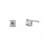 Sterling Silver 4mm Round Cut Basket Setting CZ Earrings