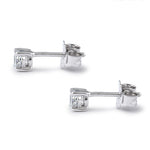 Sterling Silver 4mm Round Cut Basket Setting CZ Earrings