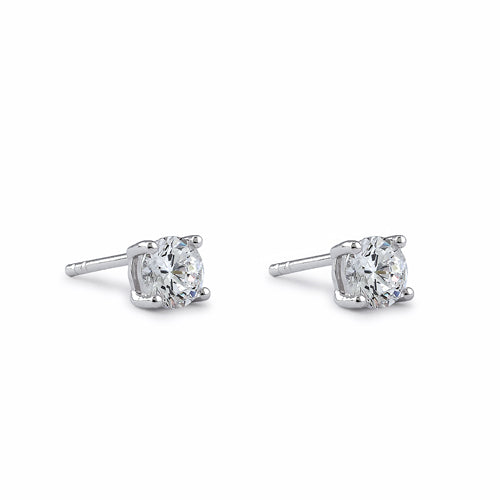 Sterling Silver 5mm Round Cut Basket Setting CZ Earrings