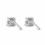 Sterling Silver 5mm Round Cut Basket Setting CZ Earrings