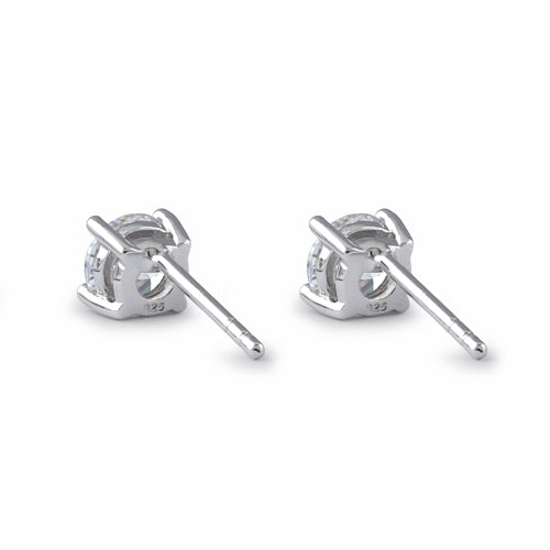 Sterling Silver 5mm Round Cut Basket Setting CZ Earrings