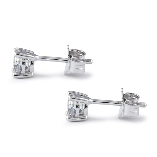Sterling Silver 5mm Round Cut Basket Setting CZ Earrings