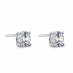 Sterling Silver 6.5mm Round Cut Basket Setting CZ Earrings