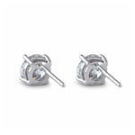 Sterling Silver 6.5mm Round Cut Basket Setting CZ Earrings