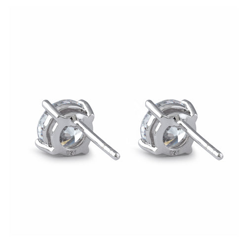 Sterling Silver 6.5mm Round Cut Basket Setting CZ Earrings
