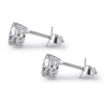 Sterling Silver 6.5mm Round Cut Basket Setting CZ Earrings