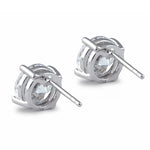 Sterling Silver 8mm Round Cut Basket Setting CZ Earrings