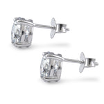Sterling Silver 8mm Round Cut Basket Setting CZ Earrings