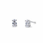Sterling Silver 3X5mm Oval Cut Basket Setting CZ Earrings