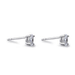 Sterling Silver 3X5mm Oval Cut Basket Setting CZ Earrings